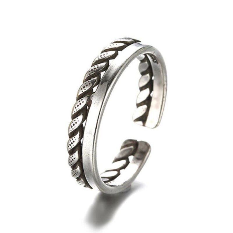 Hermosos, recién llegados, exquisita, a la , Plata de Ley 925, joyería de plata Thai en espiral, apertura suave, anillos femeninos SR249