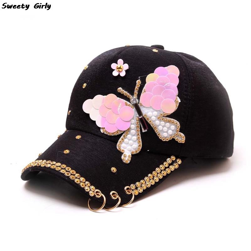 Casquette de Baseball avec trois anneaux en métal pour femme, chapeau de soleil, plein air, été: BK