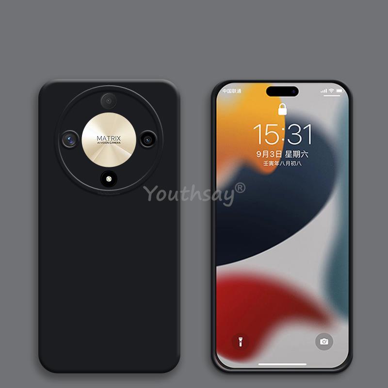 Hoesje voor honor  x9b met camerabescherming, vloeibare siliconen hoes, anti-telefoonhoesje voor honor  x9b  x9b: Zwart