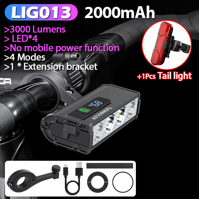 NEWBOLER Fahrrad Licht Vorne 10000 Lumen Fahrrad Licht 10000 mAh Wasserdichte Taschenlampe USB Ladung MTB Rennrad Lampe Zubehör: Gelb