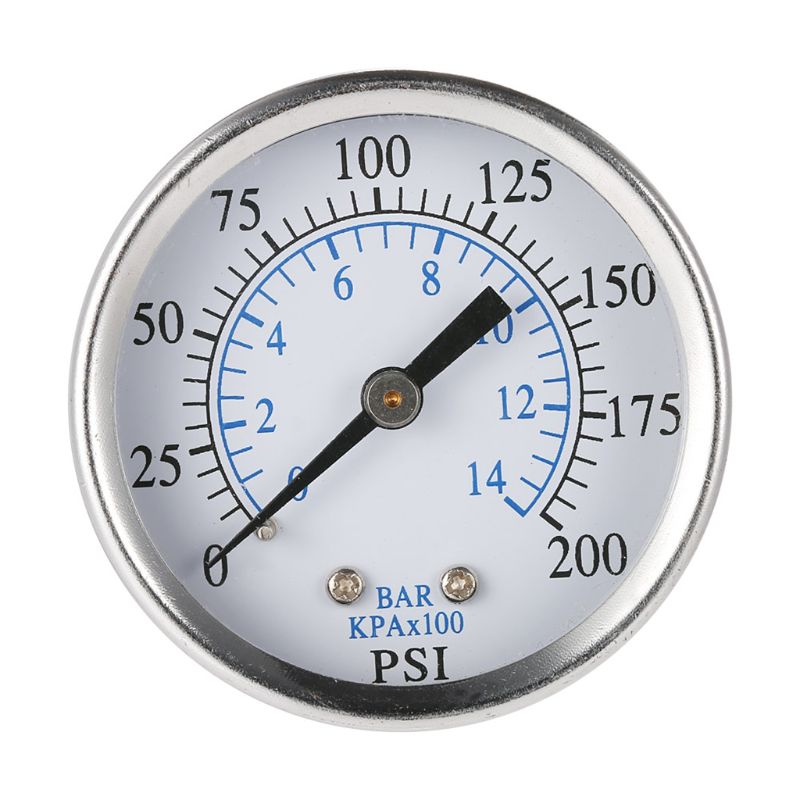 Luchtdrukmeter luchtcompressor 2\ " front 0-200 psi achtermontage 1/4\ " npt 0-14 bar wxtc