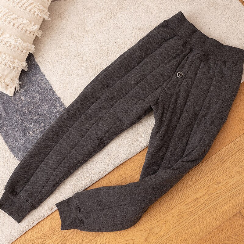 Chłopcy zimowe ciepłe kalesony student Szkoła zagęścić rajstopy bawełniane dziecięce legginsy domowe 4 6 8 10 Y gapić się miękkie bielizna spodnie: Ciemnoszary / L(120-135cm)