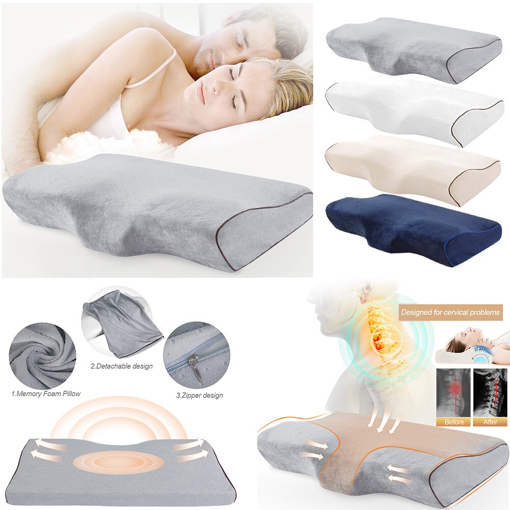 Memory Foam Butterfly Shaped Pillow Memory Foam Bedding Slow Rebound Neck Protection Health Cervical Neck Size In 60*34CM