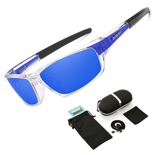 Polariserede fiskeri solbriller mænd kvinder fiskebriller camping vandre kørsel cykel briller sport cykel briller  uv400: Blå med etui