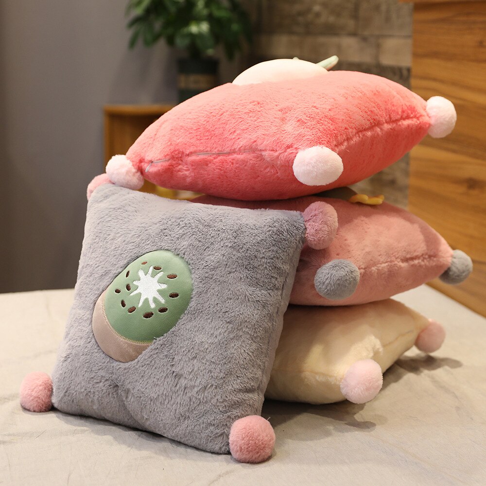 Adorable oreiller en peluche en forme de fruit, carotte, légume, couverture douce 3 in en 1 , kawaii, chaud pour les filles, amoureux, zhz