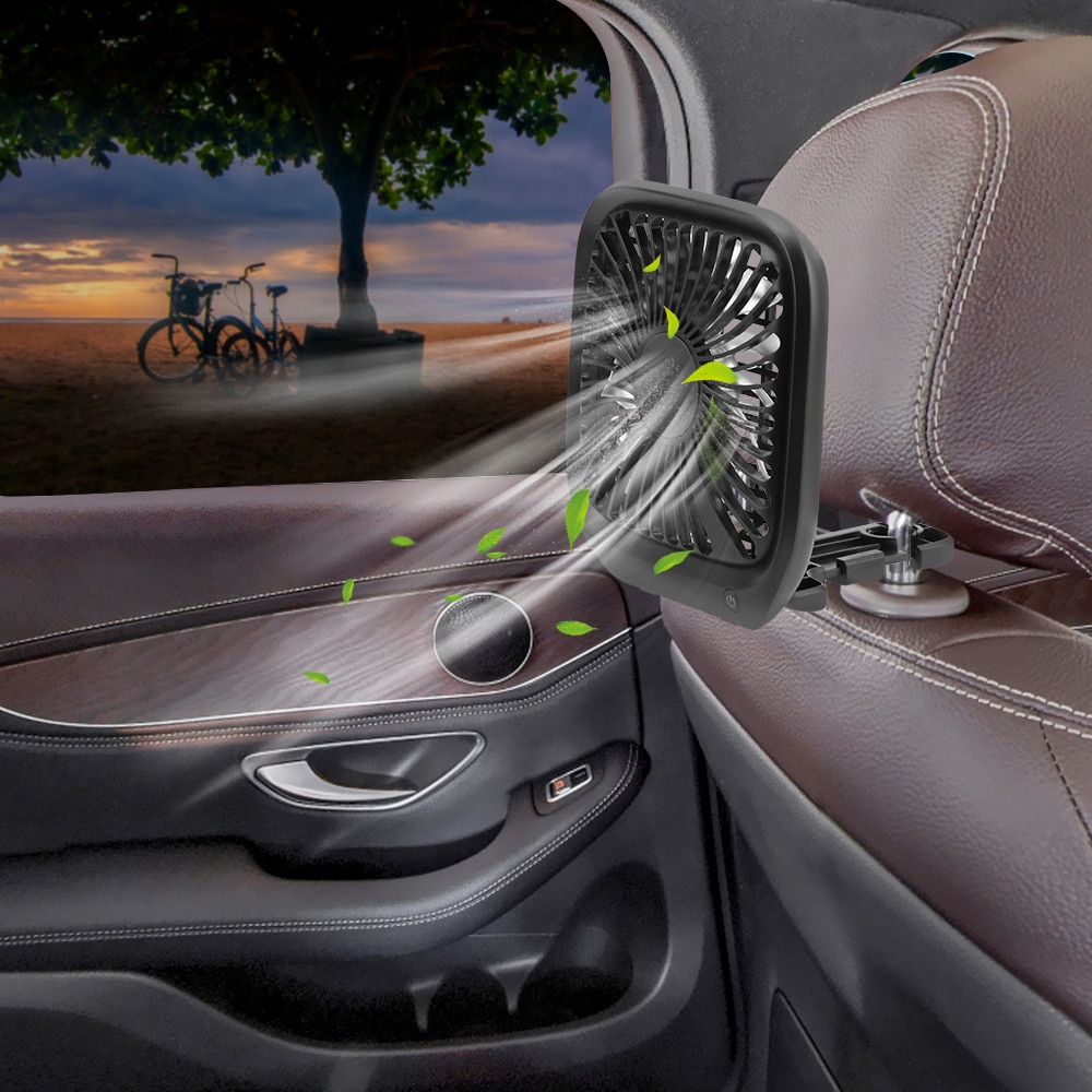 YOSOLO Foldable Silent Fan Adjustable 3 Speeds Car Seat Back Hook Fan Car Interior Accessories USB Desk Fan