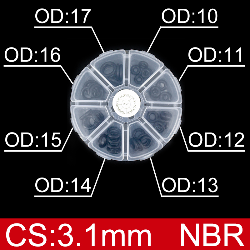 Boxed nitril siliconen rubber O-ring reparatieset kraan afdichting klep waterdichte machine oliebestendige pakking combinatie kit-.-: Ivoor