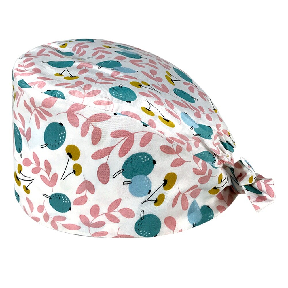 Unisex cotton and linen cartoon cute printing nursing hat lab spa pet shop working cap breathable nurse head caps: 12158