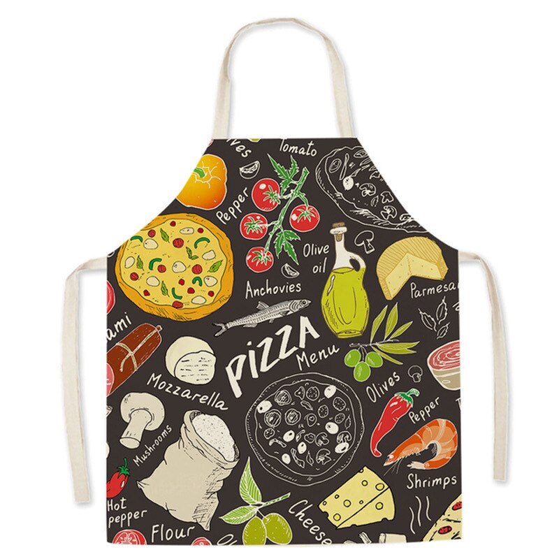 Küche Schürze für Männer Frauen Art Zitrone Nachspeisen Gedruckt Baumwolle Leinen Ärmelloses Schürzen Hause Kochen Backen Reinigung Werkzeuge: Stil 4 / 55x68cm
