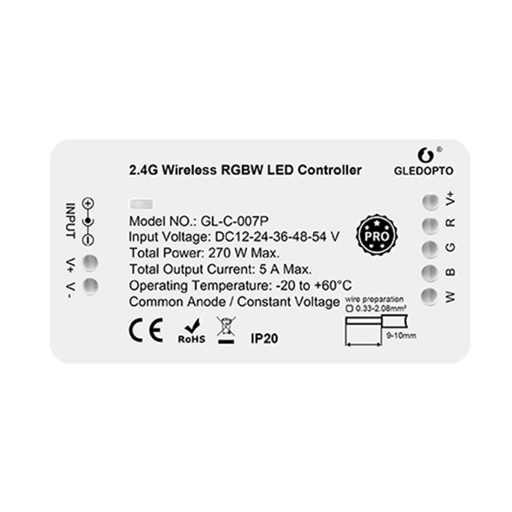 Zigbe RGBW RGBCCT Controller Max 270w Alexa Echo Plus SmartThings RF Remote Control APP Phone Control: 1ID / RGBW Controller