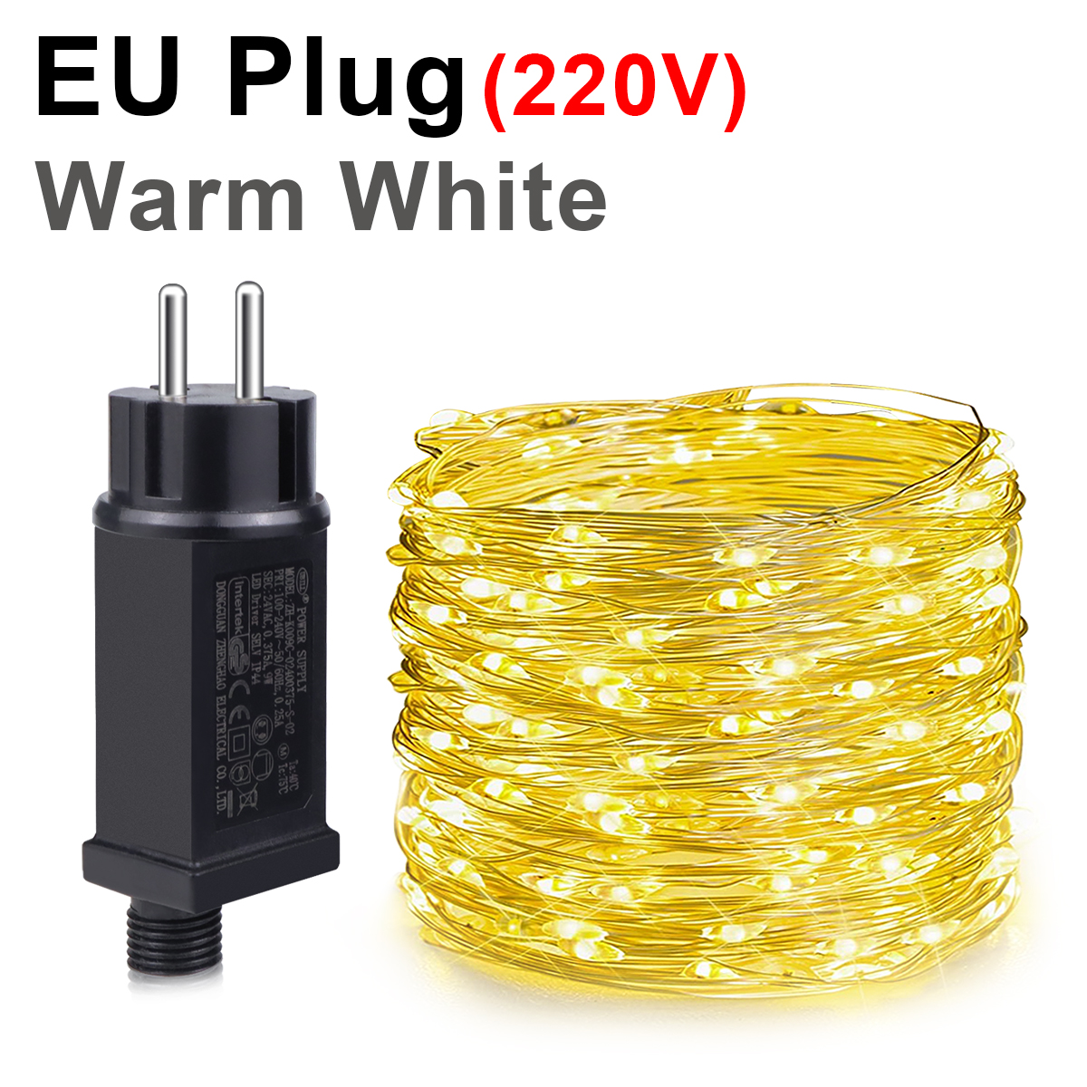Guirnalda de luces LED de 10M-100M, guirnalda de luces de alambre de cobre, cadena de luces de hadas impermeables de 220V y 110V, decoración impermeable para fiestas de cumpleaños: Azul / 6-10 W