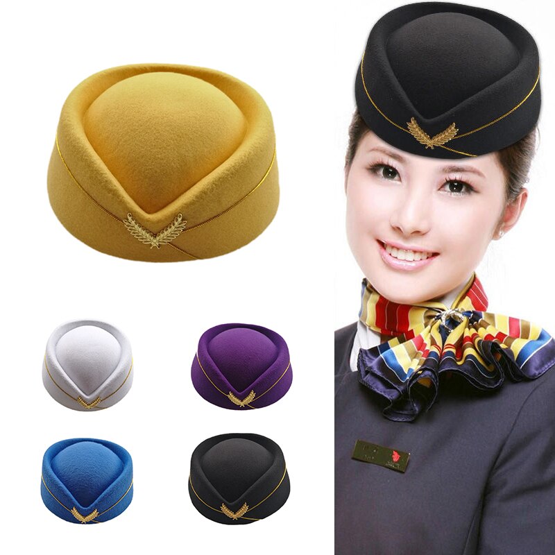 Huopa lentoemäntä hattu juhla cosplay villa lentoemännät baretti hatut lentoyhtiö seksikäs muodollinen univormu lippalakit asuste