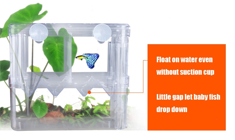 Caja de escotilla de 2 habitaciones para acuario, separación de peces pequeños, guppy, arcylico, flujo automático