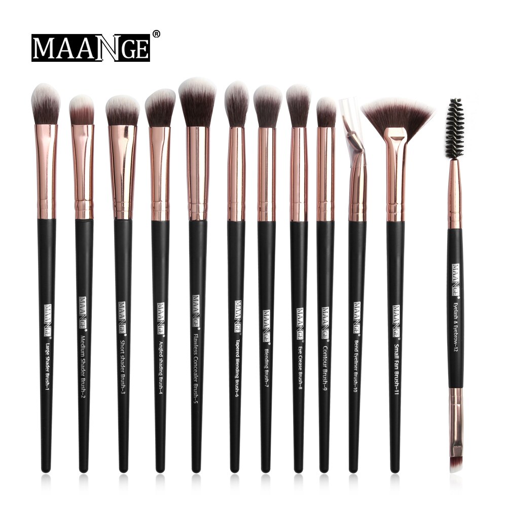 12 Stks/partij Make-Up Kwasten Set Oogschaduw Borstels Blending Eyeliner Wimper Wenkbrauw Borstels Voor Make-Up Brochas Maquillaje: Rose Gold