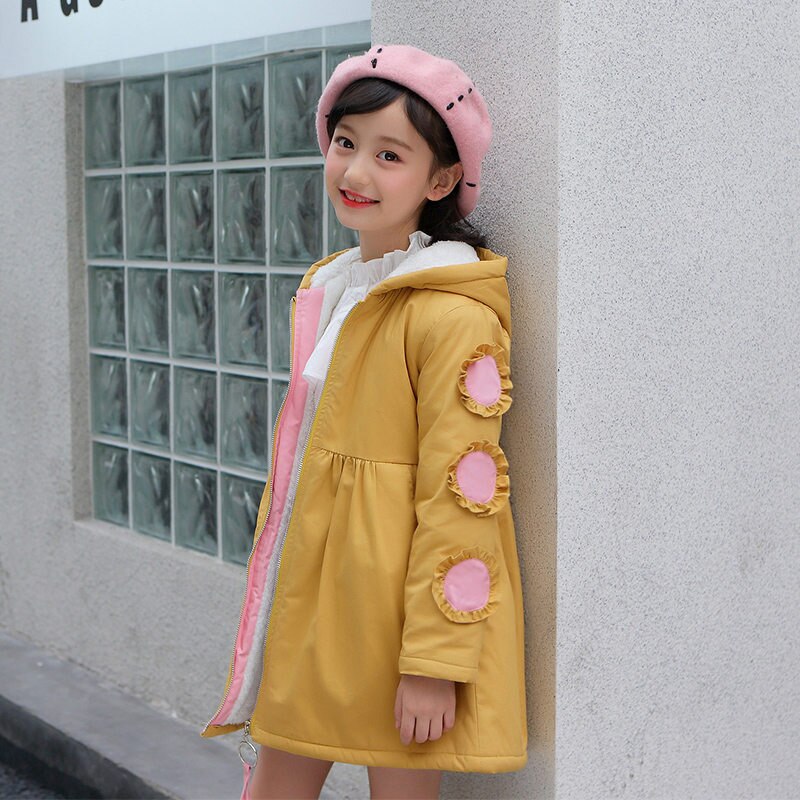 Girls Hoodies Winter Jackets for Girls Teenage Winter Coats Children Wintercoat Kids Warm Outerwear Girls Winter Trench Coat: Yellow / 11