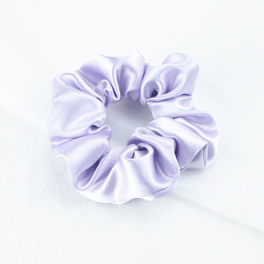 Chouchous en Satin de soie pour femmes et filles, élastique, en caoutchouc, solide, porte-queue de cheval, accessoires de cheveux, à la: Satin purple