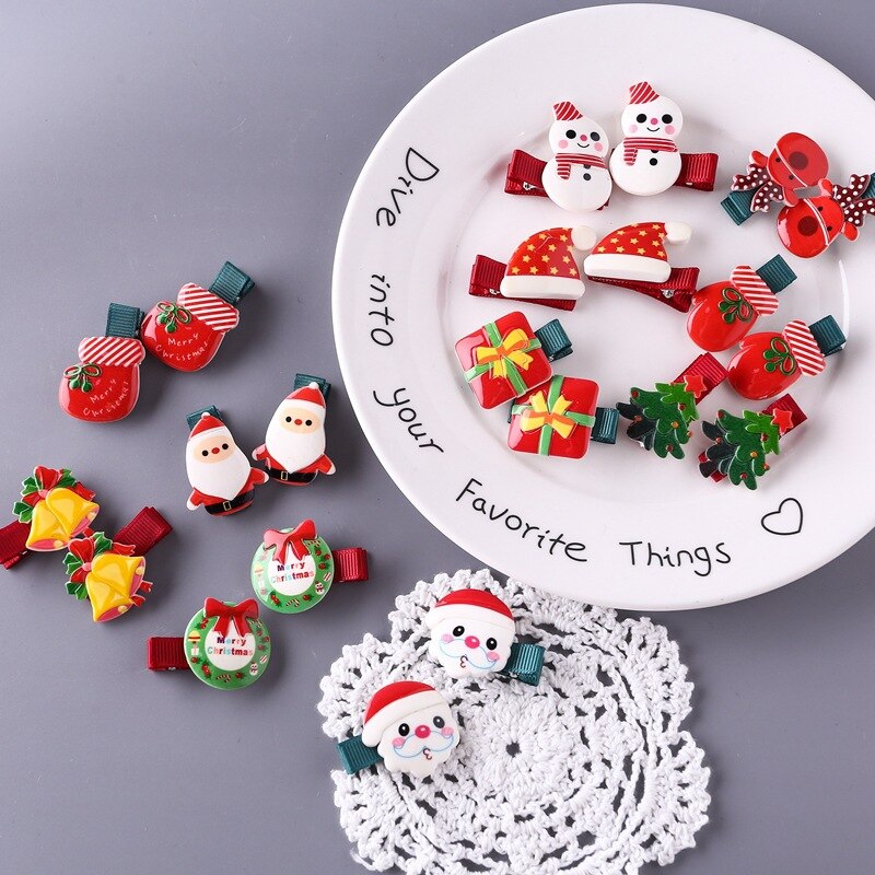 Baby Haar Clips Leuke Snap Clip Pins Kerstmissneeuwman Kerstman Kleur Haarspeldjes Kinderen Meisjes Haarspelden BB Clips