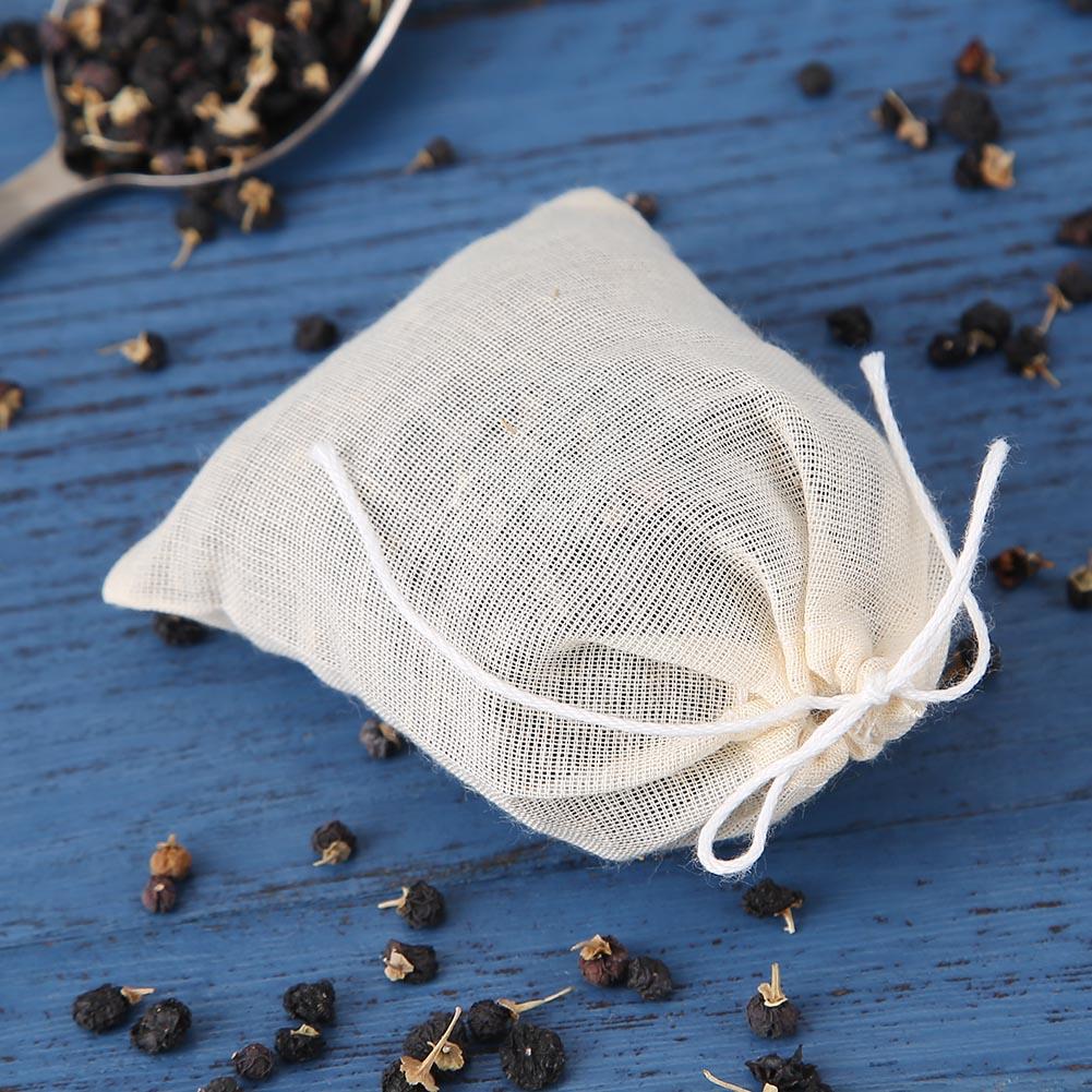 Sachets de thé en gaze de coton de alimentaire, 20 pièces, filtres à épices, infuseur avec ficelle, scellé