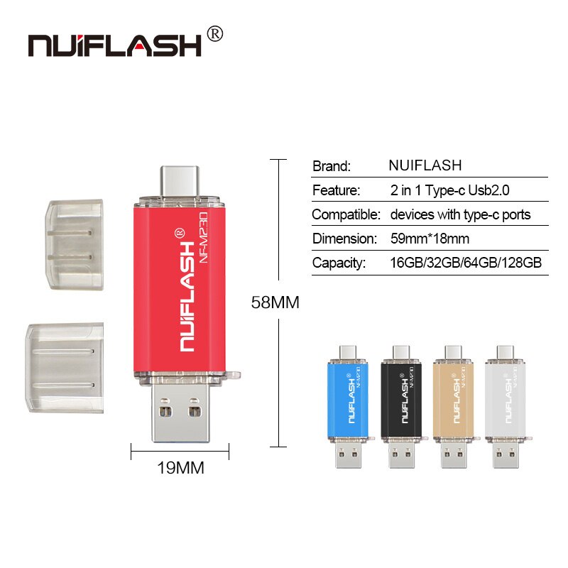 Nuiflash Type C 2.0 Usb Flash Drive Pendrive Tiny 4 Gb 8 Gb 16 Gb 32 Gb 64 Gb Pen drive U Stok 128gbU Disk Memory Stick Kleine