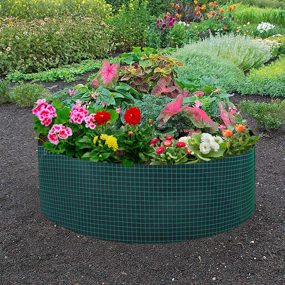 50/100 Gallons Fabric Garden Raised Bed Round Planting Container Grow Bags Fabric Planter Pot Green Garden iron Fence