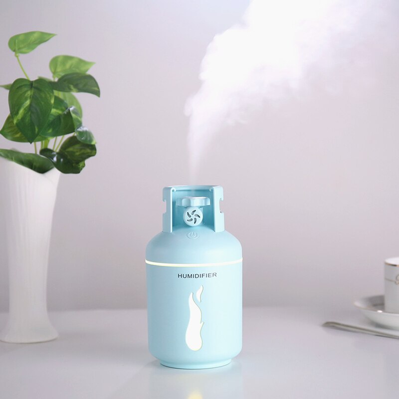 4 In 1 Mini Gas Tank Humidifier Cool Mist USB Humidifier Ultrasonic Aromatherapy Humidifier 300ML For Home Office Car: Blue