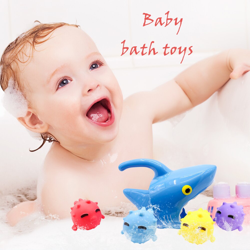 Baby Bathroom Bath Water Playing Toys Bathing Cartoon Shark Toy Educational Shark Chase Big Fish Eat Small Fish Children Toy