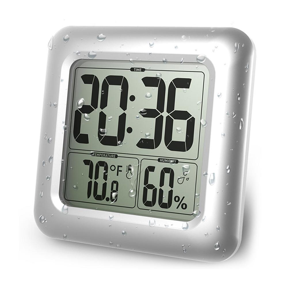 LCD Digitale Wandklok Waterdichte Temperatuur Vochtigheid Sensor Douches Timer Lcd-scherm Badkamer Klok Temperatuur