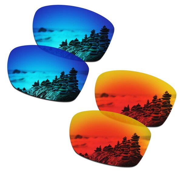 SmartVLT 2 Pairs Polarisierte Sonnenbrille Ersatz Linsen für Oakley Jupiter Squared Ice Blau und Feuer Rot: Default Title