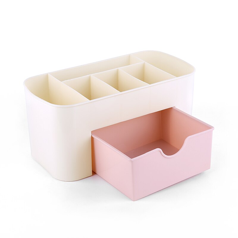 Caixa organizadora de maquiagem, grande capacidade de armazenamento de cosméticos, caixa de maquiagem, organizador de gaveta, recipiente de casa, telefone móvel, artigos diversos: Rosa