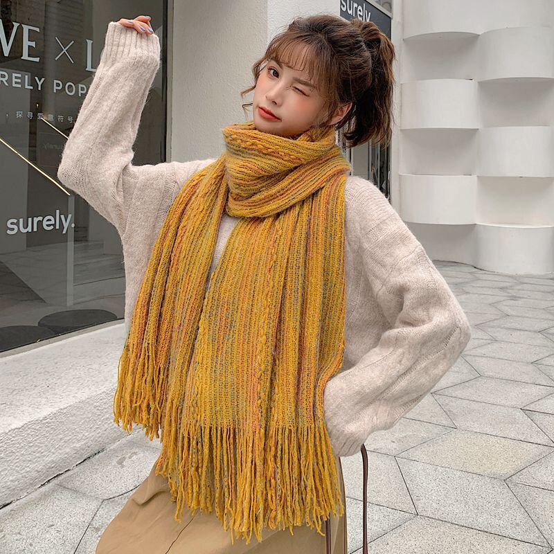 Nova chegada da moda outono inverno colorido cachecol feminino quente de alta qualidade elegante bonito ao ar livre fresco adorável vintage borla xale
