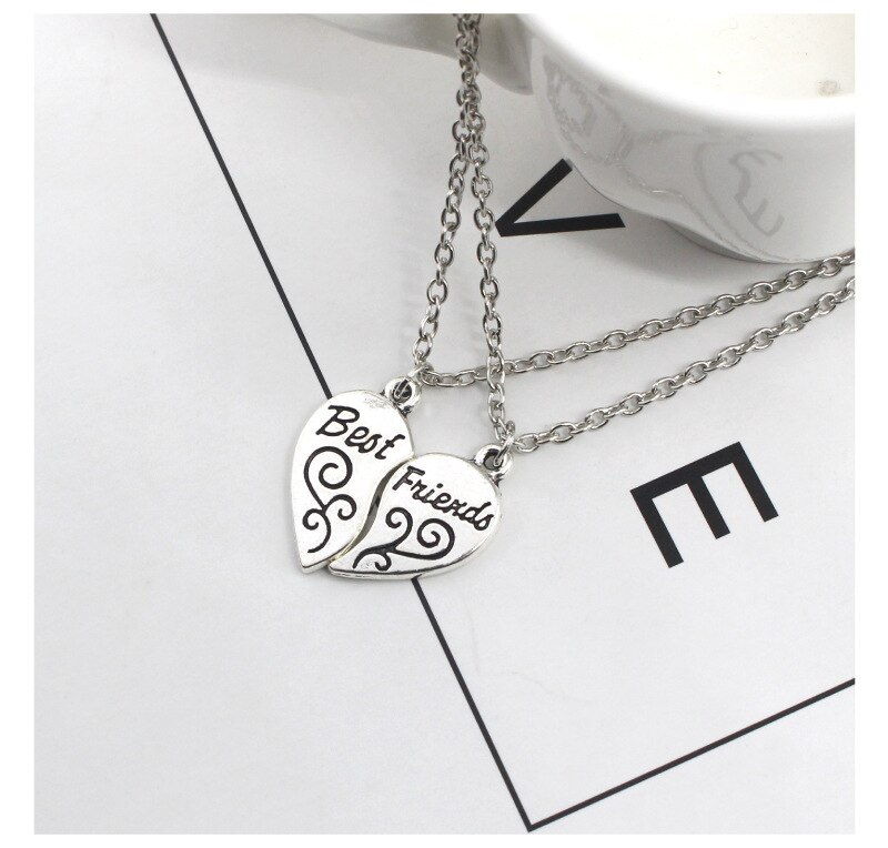 Beste Vrienden Stiksels Letters Hanger Ketting Hart Vorm Charm Vrouwen Mannen Sieraden Ketting