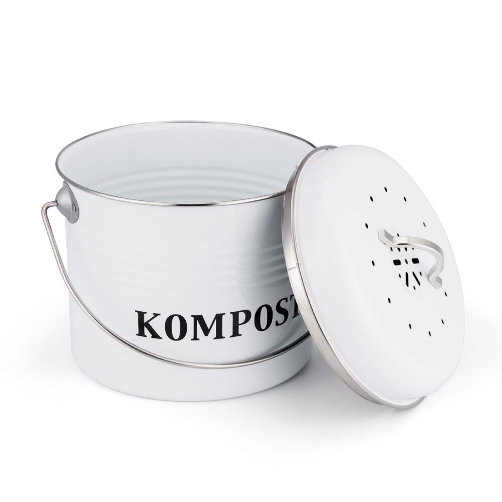 Küche Kompost Behälter 5L Organischen Hausgemachte Mülleimer Melonen Verlässt Eisen Runde Holzkohle Filter Eimer draussen Zubehör