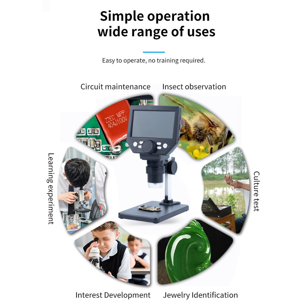 1-1000X Elektronische Microscoop G1000 Digitale Microscoop 8MP Continue Versterking Biologische Vergrootglas 4.3 Inch Lcd-scherm