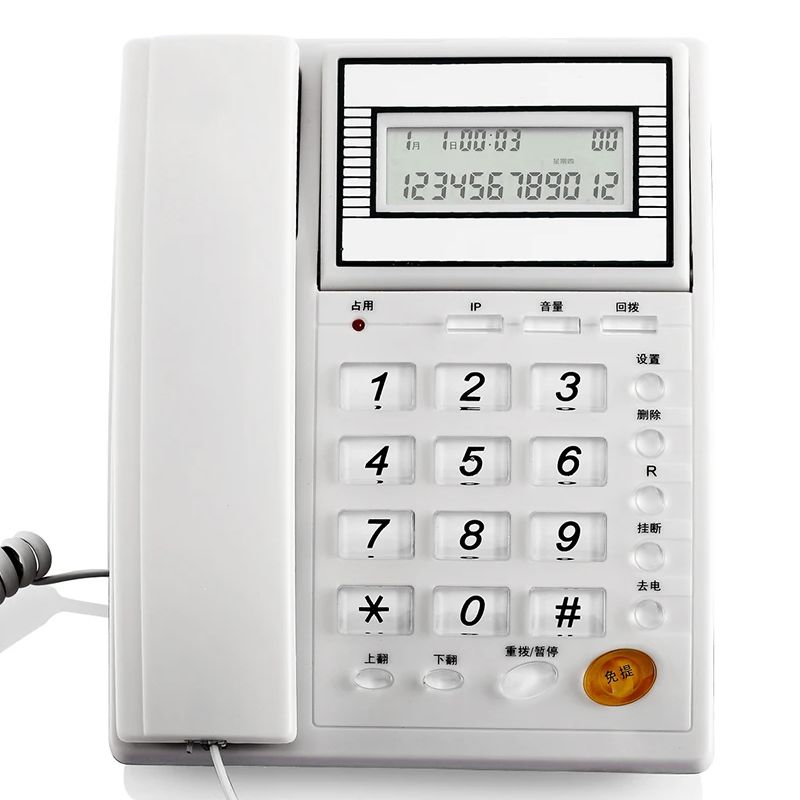 Tilt Display Vaste Telefoon Met Caller Id, Handsfree Bellen, Automatische Ip, bedrade Vaste Telefoon Voor Home Hotel, Wit, Zwart