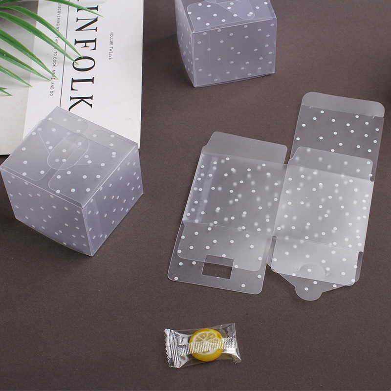10pcs Frosted White Dots PVC Candy Box DIY Wedding Decoration Sugar Chocolate Packaging Box Party Supplies