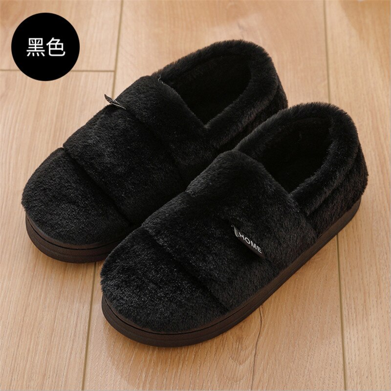 Winter Slippers Mannen Bont Schoenen Gezellige Huis Slippers Voor Man Warm Korte Pluche Indoor Schoenen Vrouwen Lover Slipper Calzado Hombre: Black / 40