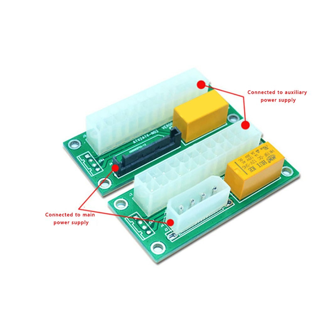 Black Dual Psu Voeding Sync Adapter Add2psu Atx 24Pin Te 4pin Molex Synchrone Connector Riser Cable Mijnwerker