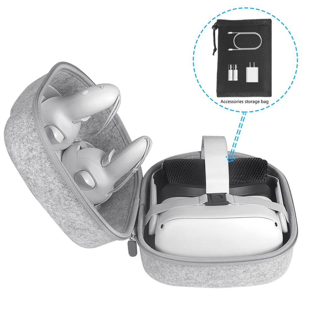 Mini Reizen Draagtas Voor Oculus Quest 2 Accessoires Protector Bag Met Lens Bescherming Pad En Vaste Kabelbinder Opslag doos