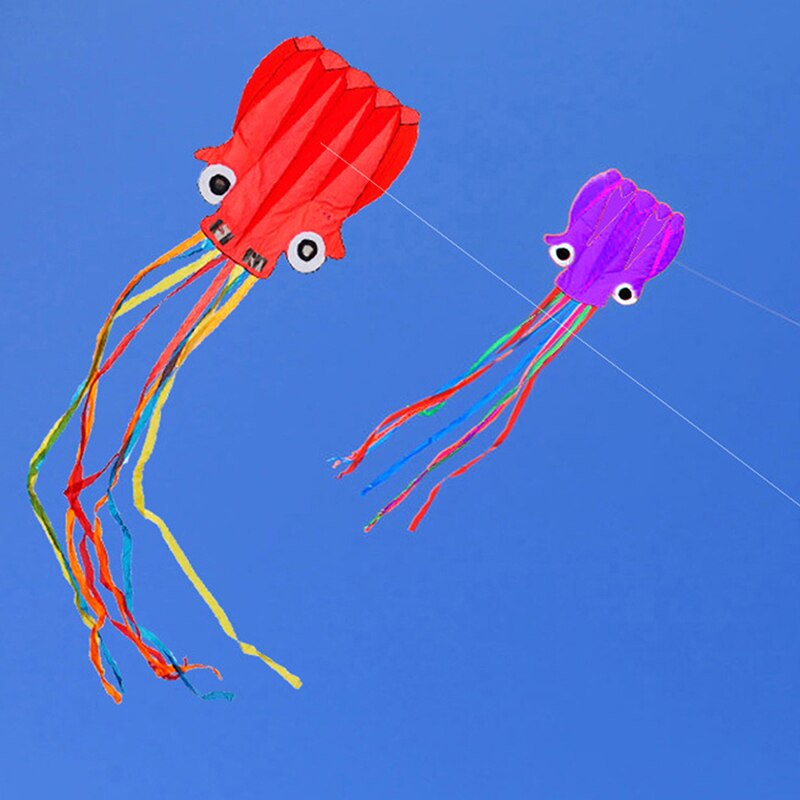 4m 13ft Length Large Soft Funny Cartoon Foldable Inflatable Kite For Outdoor Sports Octopus Long-Perfect for Beach