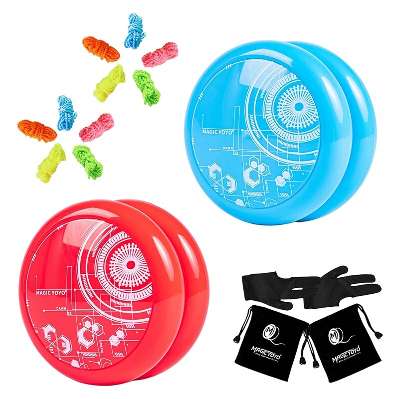 MAGICYOYO Looping Yoyos For Kids,Pack Of 2 Responsive Yoyos D3 Loop Yoyo Ball With 10 Yoyo Strings,Yoyo Gloves,Yoyo Bags: Default Title