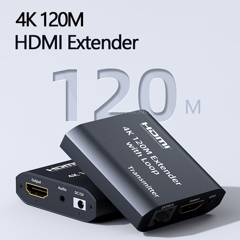 4K HDMI Extender 120M with Loop HDMI via CAT5e/6 RJ45 LAN 1080P 60M HDMI to Rj45 extender With Audio EDID for PS5 HDTV PC laptop