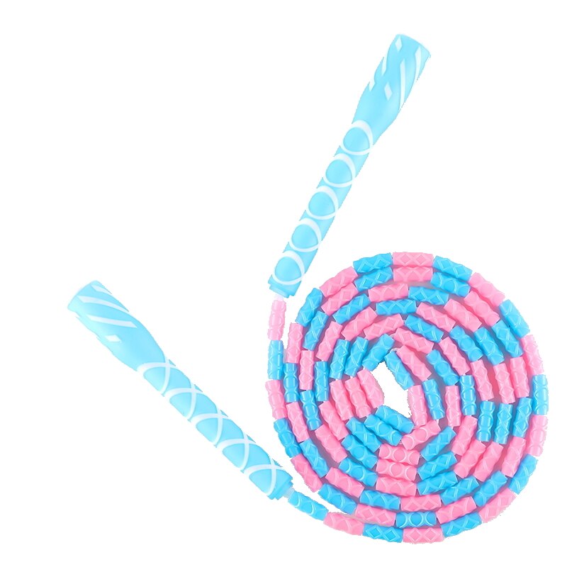 beautiful beads jump rope kids children skip skipping rope soft pvc colorful beading beaded fancy skill performance trick: blue pink