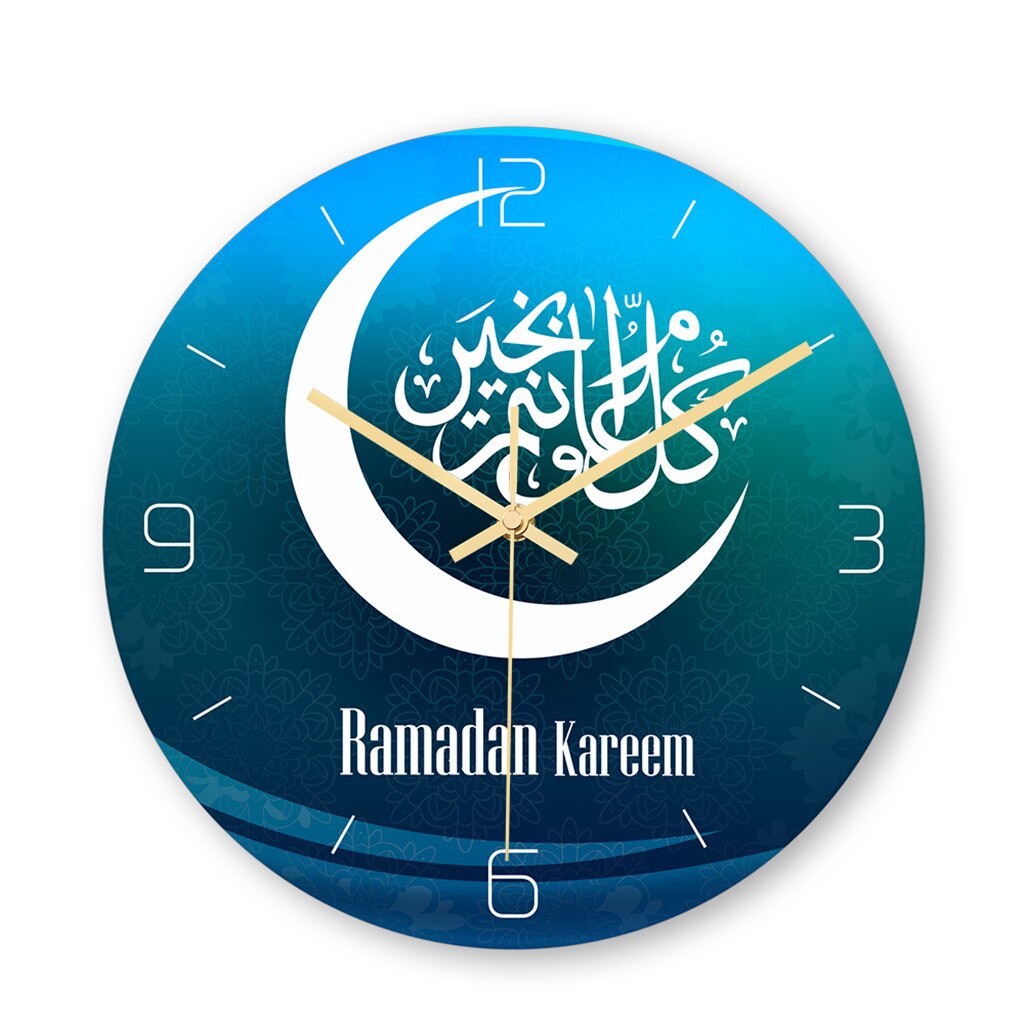 Frameless 3D Wall Clock Decal Sticker Muslim Ramadan Mubarak Home Decor Wall Clock Posters Wallpaper Islamic Wall Clock