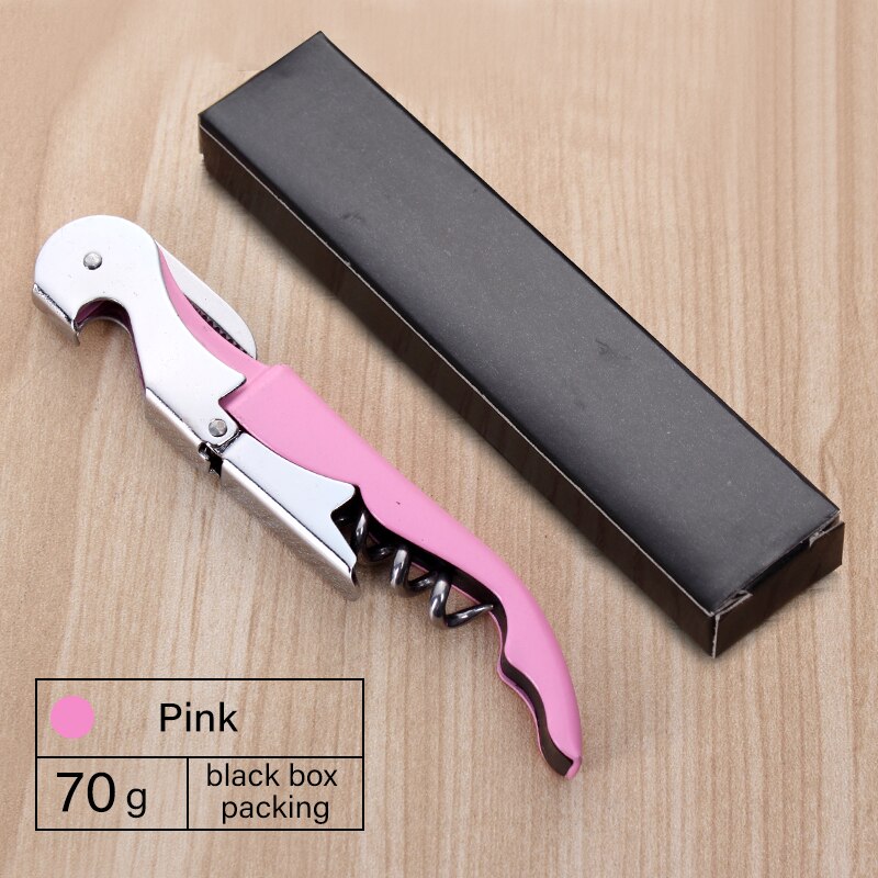 Drincarier Waiter Friend Corkscrew Wine Bottle Opener Stainless Steel Wine Corkscrew Beer Bottle Opener: Pink