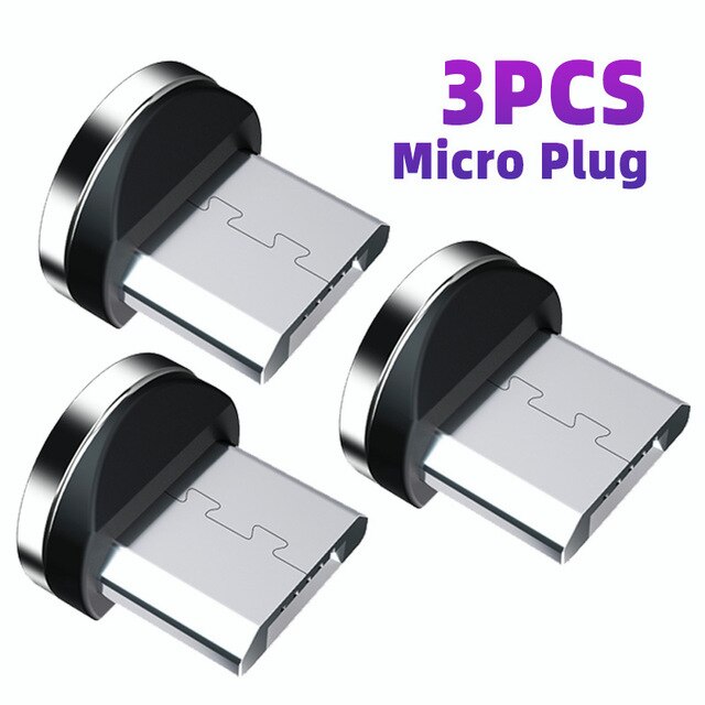Magneettikaapelin pistoke microusb-tyypin c usb-c-liitin pikalataussovitin matkapuhelin micro-usb-tyypin c-magneettipistoke iphone-liitin: 3kpl mikropistoke
