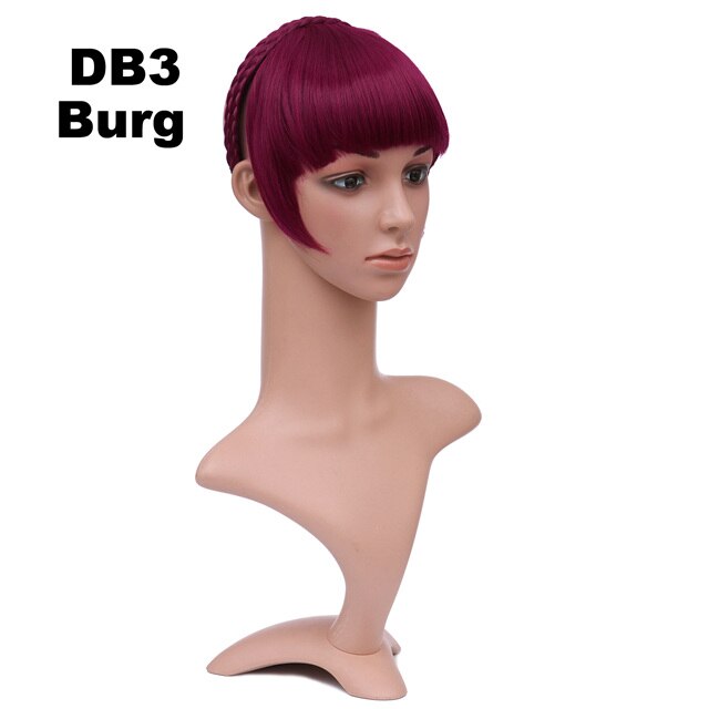 Girlshow front syntetiskt hår bang kort lugg med flätor pannband hår trubbig bang  db3 6 &quot; , 16 färger tillgängliga 50g, 1pc: Db3 färg burg