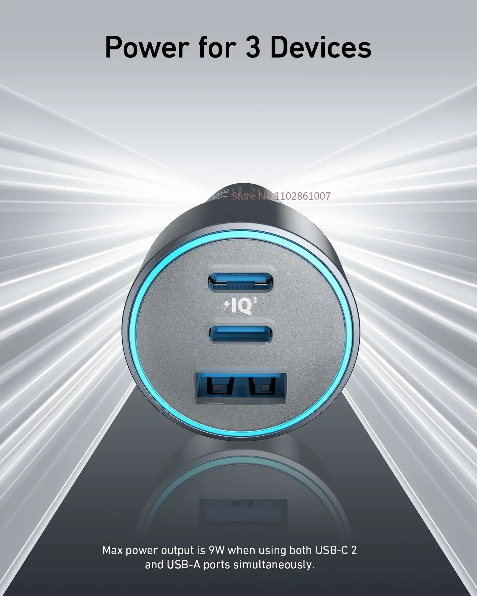 Original Anker 67W USB C Autoladegerät 3-Hafen kompaktes Schnellladegerät Autoadapter mit PIQ 3.0