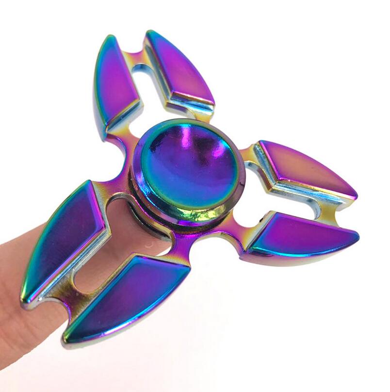 Rainbow Colorful Four Fidget Spinner Hand Spinner For Better Focus Reduce Autism ADHD Stress Toys With Box: crab