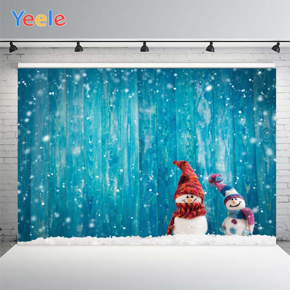 Yeele Christmas Light Bokeh Wood Backgrounds For Photography Winter Snowman Baby Newborn Portrait Photo Backdrop Photocall