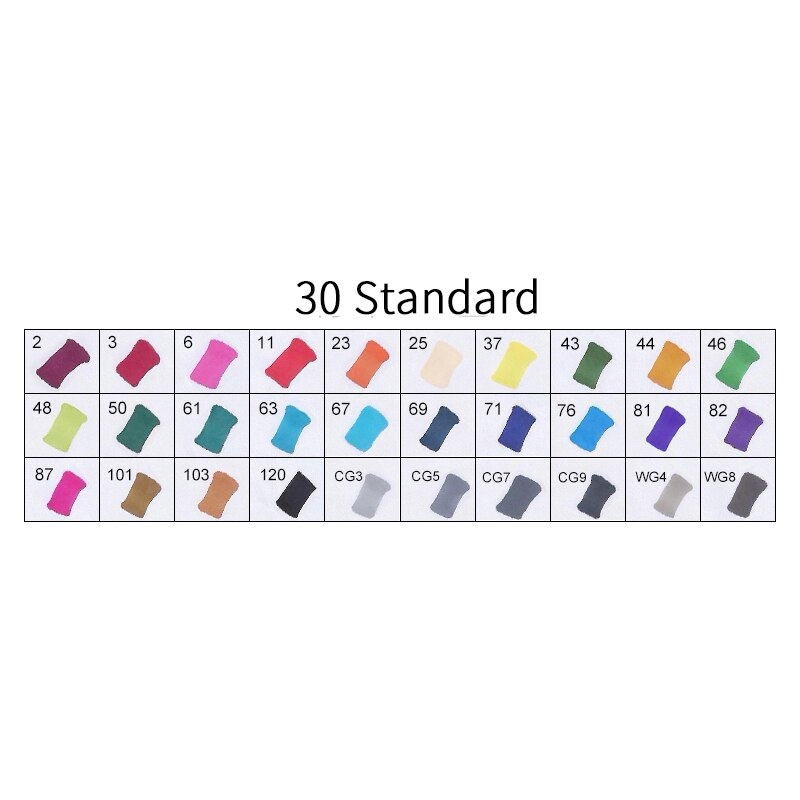 TOUCHNEW T8 30/40/60/80/168 Colors Markers Manga Drawing Markers Pen Alcohol Based Sketch Felt-Tip Twin Brush Pen Art Supplies: 30 STANDARD